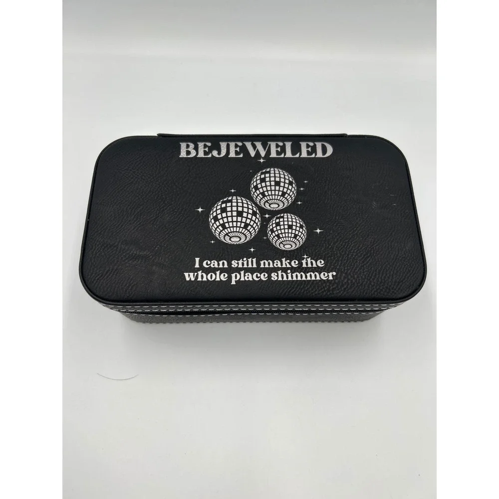 Bejeweled Travel Jewelry Case Black Disco Ball I Can Make Shimmer Midnights